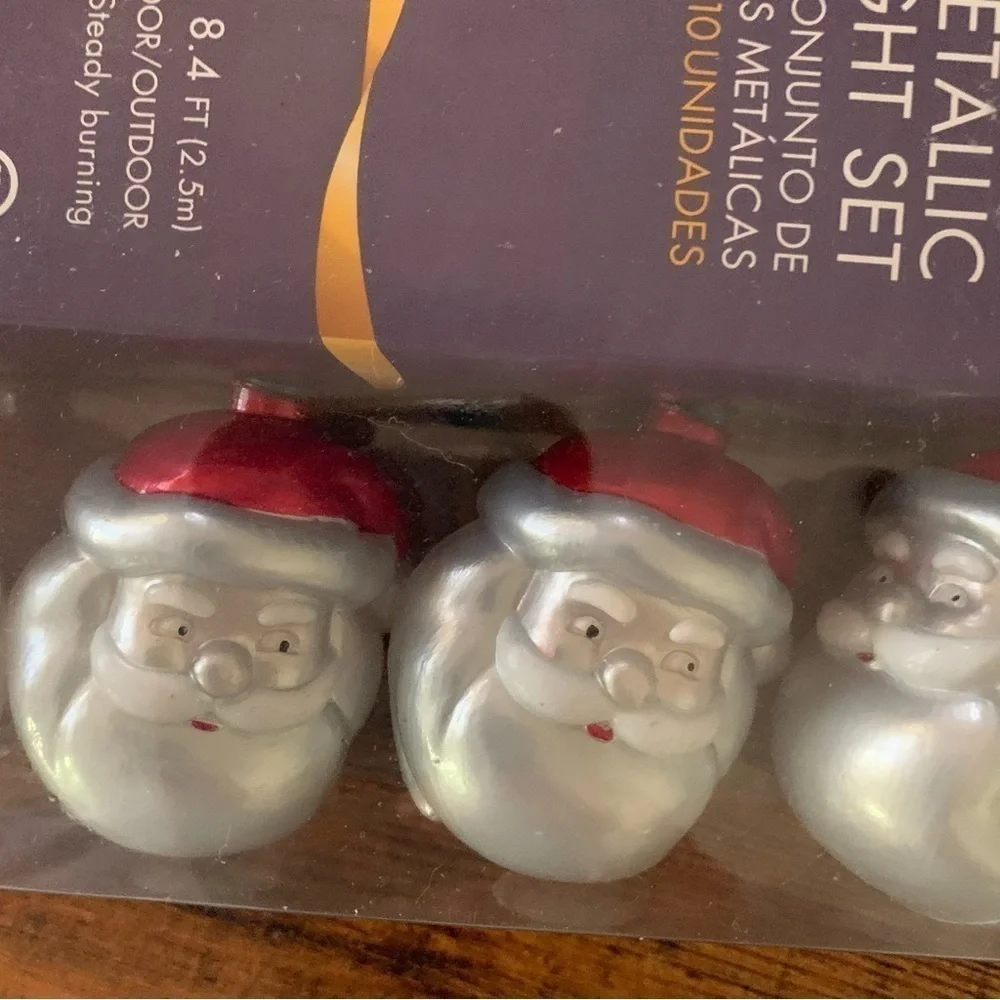 Holiday Time Indoor Outdoor Santa Metallic String Lights 10 ct New